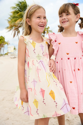 Cotton Via Dress - Flying Kites Pink Chicken Size: 2T