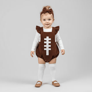 Football Embroidery Bodysuit Set RYAN AND REMI Color: Brown Kid Size: 0-3M