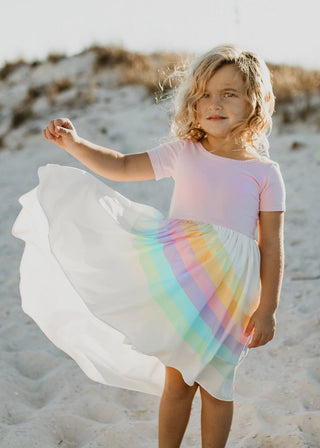 Light Pink Rainbow Dress Dresses Oopsie Daisy Size: 2