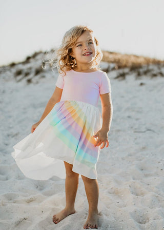 Light Pink Rainbow Dress Dresses Oopsie Daisy Size: 2