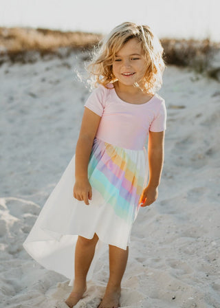 Light Pink Rainbow Dress Dresses Oopsie Daisy Size: 2