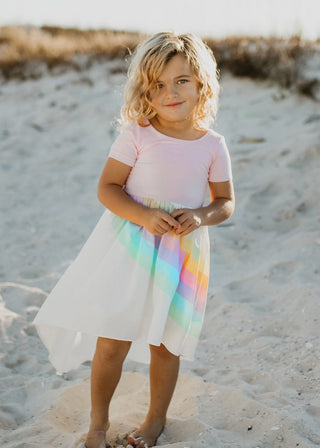 Light Pink Rainbow Dress Dresses Oopsie Daisy Size: 2
