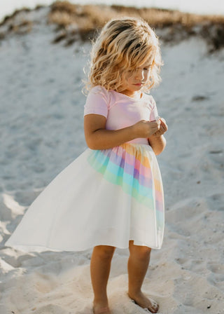 Light Pink Rainbow Dress Dresses Oopsie Daisy Size: 2