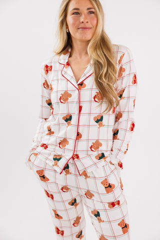 Women's Bamboo Long Sleeve Ruffle Flare Set - Cozy Christmas Bears