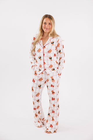 Women's Bamboo Long Sleeve Ruffle Flare Set - Cozy Christmas Bears
