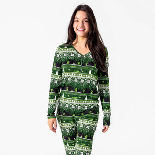 Women's Bamboo Long Sleeve Pajama Set - Minecraft Christmas Bellabu Bear Size: XS