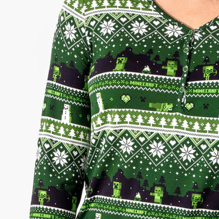 Women's Bamboo Long Sleeve Pajama Set - Minecraft Christmas Bellabu Bear Size: XS