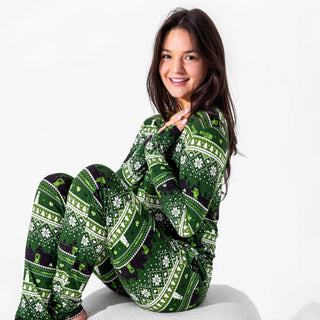 Women's Bamboo Long Sleeve Pajama Set - Minecraft Christmas Bellabu Bear Size: XS