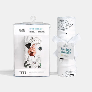 Crib Sheet & Swaddle Baby Gift Set - Woodland Dreams Rookie Humans
