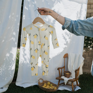 Bamboo Zip Pajamas - Lemon Zip Pajama forever french baby Size: Newborn