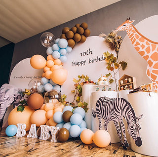 Giraffe Safari Balloon Garland Kit - Blue & Mocha Jungle Theme Balloon Garlands Ellie's Party Supply Garland Length:: 5 Feet