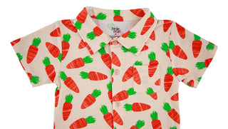 Birdie Bean Boy's Bamboo Short Sleeve Button-Up Shirt - Ezra (Carrots)