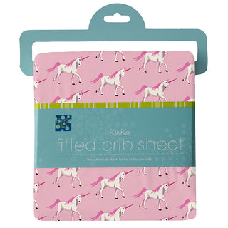 Kickee Pants Girl's Print Fitted Crib Sheet - Cake Pop Prancing Unicorn