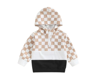 Baby Riddle Boy's Quarter Zip Hoodie - Checkerboard and Colorblock