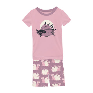 Kickee Pants Girl's Print Short Sleeve Graphic Tee Pajama Set with Shorts - Pegasus Kitsune