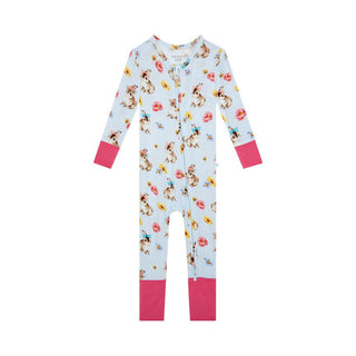Posh Peanut Girl's Bamboo Convertible Footie Romper - Tinsley Jane (Bunnies and Floral)