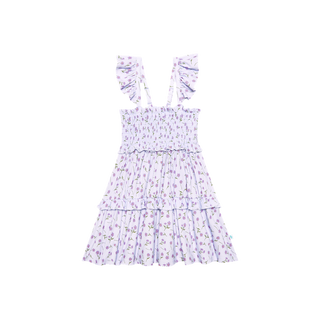 Posh Peanut Girl's Smocked Flutter Sleeve Babydoll Dress - Jeanette (Floral)