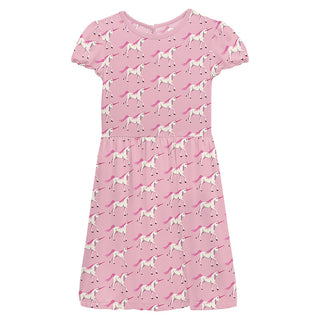 Kickee Pants Girl's Print Flutter Sleeve Twirl Dress with Pockets - Cake Pop Prancing Unicorn