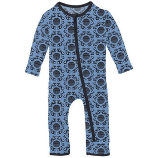 Kickee Pants Boy's Print Coverall with 2-Way Zipper - Dream Blue Four Dragons