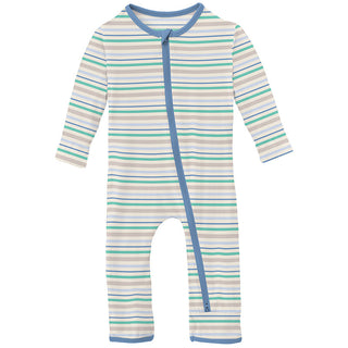 Kickee Pants Boy's Print Coverall with 2-Way Zipper - Mythical Stripe
