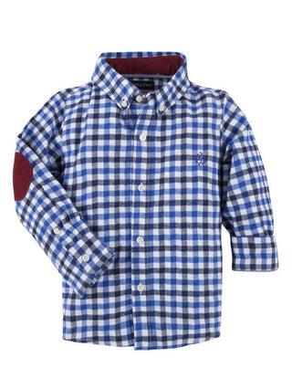 Andy and Evan Boys Long Sleeve Shirt - Blue Flannel Check