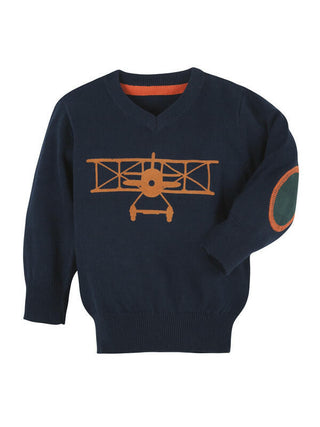 Andy and Evan Boys Long Sleeve Sweater - Airplane