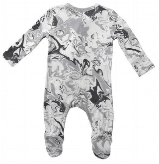 Bamboo 2-Way Zipper Footie - Marble Grey Baby & Toddler Sleepwear
