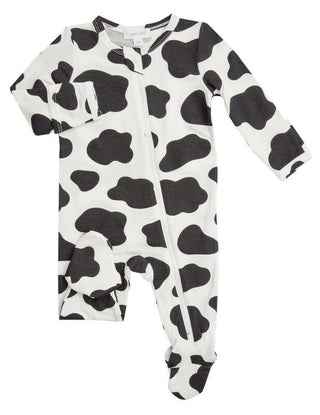 Infant Footie with Zipper - Cow Print Angel Dear Size: Newborn