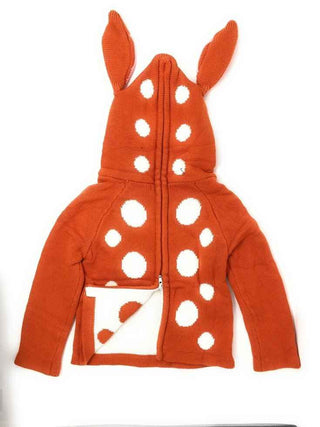 Baby Riddle Little Deer Hooded Sweater with Ears - Orange
