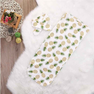 Baby Riddle Swaddle Cocoon Sack and Headband - Pineapples