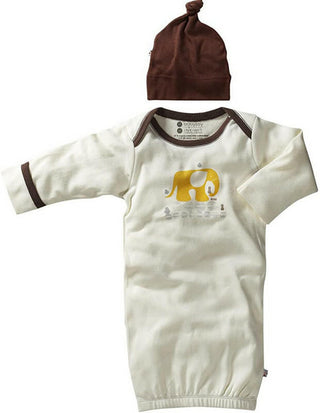 Babysoy Boys Layette Gown and Hat Newborn Gift Set - Elephant