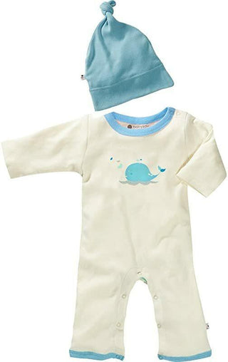 Babysoy Boys One Piece Romper and Hat Outfit Gift Set - Whale