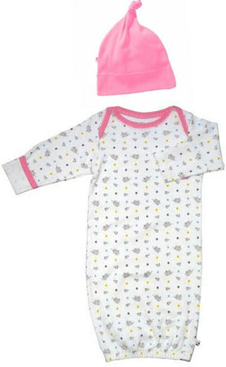 Babysoy Girls Layette Gown and Hat Outfit Gift Set - Bird