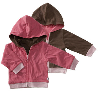 Babysoy Girls Reversible Hoodie - Blossom and Chocolate