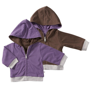 Babysoy Girls Reversible Hoodie - Eggplant and Chocolate