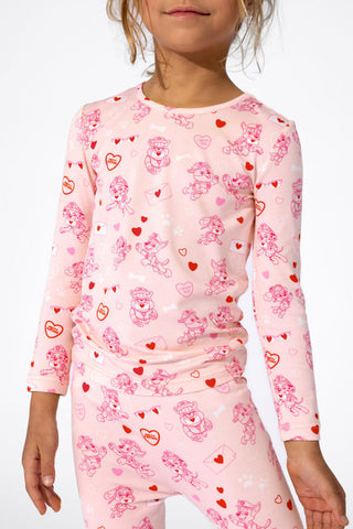 Bellabu Bear Girl's Bamboo Long Sleeve Pajama Set - PAW Patrol Valentine's Pink 