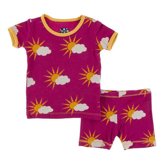 Berry Partial Sun Pajama Set With Shorts