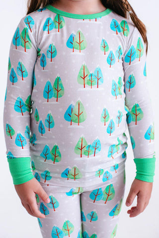 Birdie Bean Bamboo Long Sleeve Pajama Set - Vail Ribbed (Winter Trees)