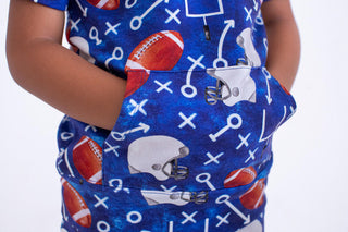 Birdie Bean Boy's Bamboo Short Sleeve Hoodie and Pants Outfit Set - Troy (Football)
