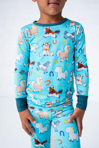 Birdie Bean Boy's Long Sleeve Pajama Set - Toby (Horses)