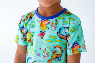 Birdie Bean Boy's Short Sleeve Pajama Set - Finley (Fishing Fish)