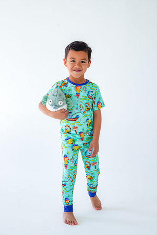 Birdie Bean Boy's Short Sleeve Pajama Set - Finley (Fishing Fish)