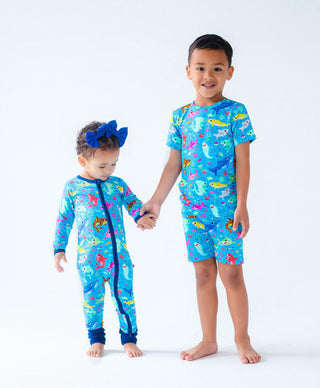 Birdie Bean Boy's Short Sleeve Pajama Set with Shorts - Dylan (Multi Sharks)