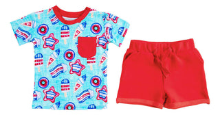 Birdie Bean Boys Short Sleeve T-Shirt and Shorts Outfit Set - Liberty Pool Floats