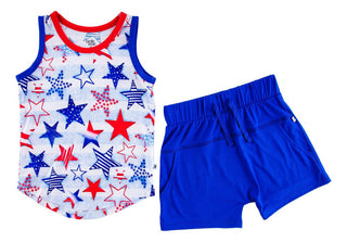 Birdie Bean Boy's Tank Top and Shorts Outfit Set - Kennedy (Stars)