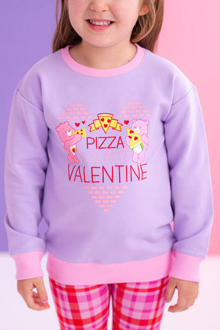 Birdie Bean Girl's Bamboo Crewneck Sweatshirt - Care Bears Pizza Valentine 