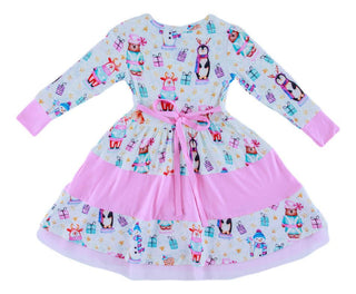 Birdie Bean Girl's Bamboo Long Sleeve Dress - Fritz (Nutcrackers and Gift Boxes)