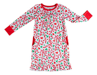 Birdie Bean Girl's Bamboo Long Sleeve Gown - Cindy (Candy Cane)