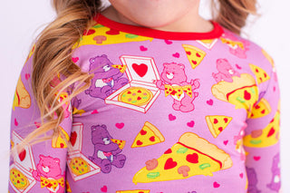 Birdie Bean Girl's Bamboo Long Sleeve Pajama Set - Care Bears Pizza Valentine 
