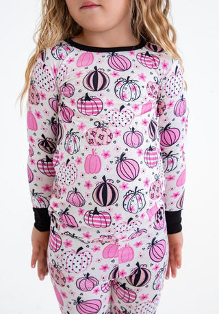 Girl's Bamboo Long Sleeve Pajama Set - Quinn (Pumpkins)Birdie BeanSize: 2T